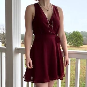 Forever 21 Mini Chiffon Deep V Neck Wrap Dress